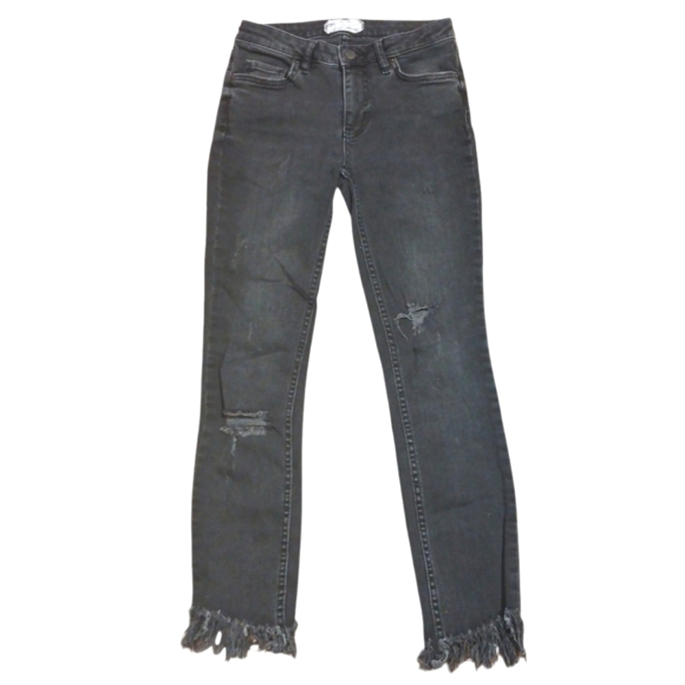 Free People Distressed Black Skinny Jeans